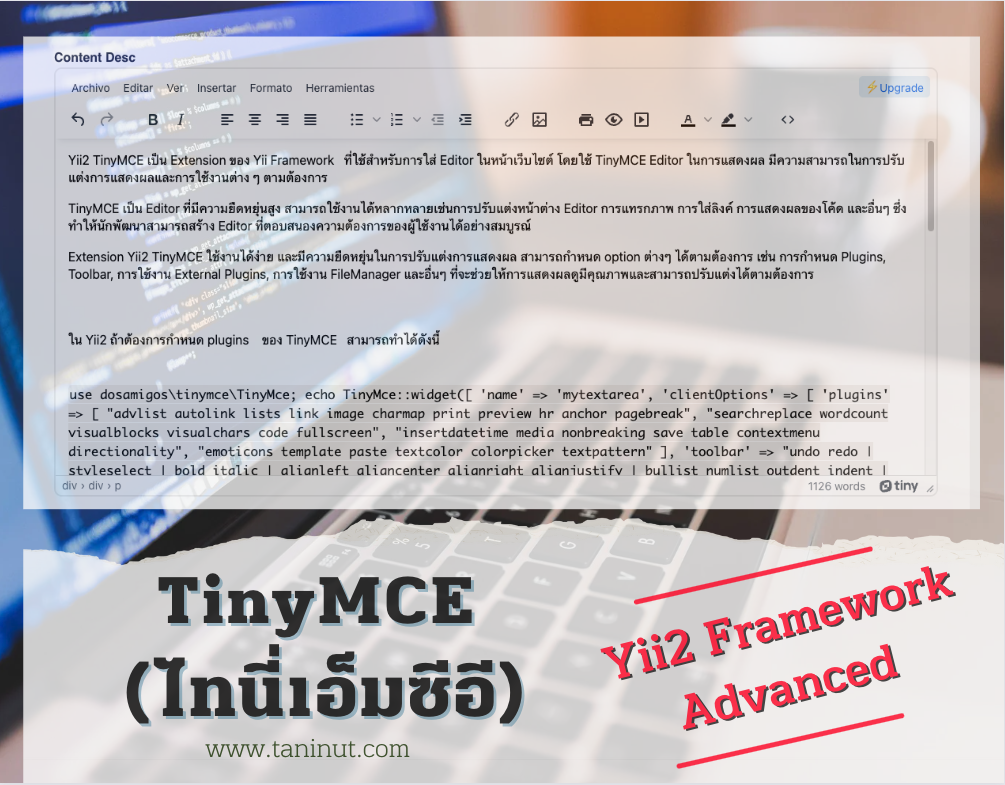 TinyMCE กำหนด plugins และ external_plugins ใน Yii2 Advanced Framework  